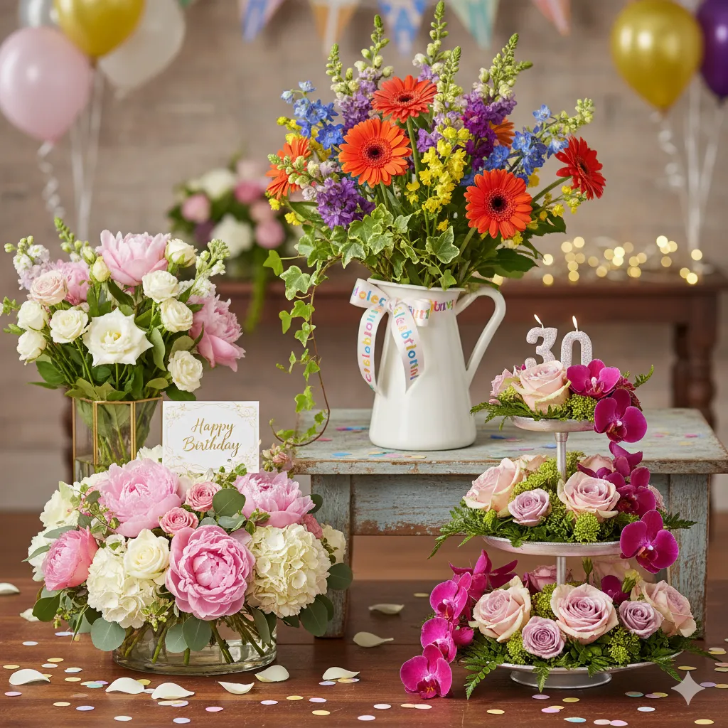 Birthday celebration floral arrangements
